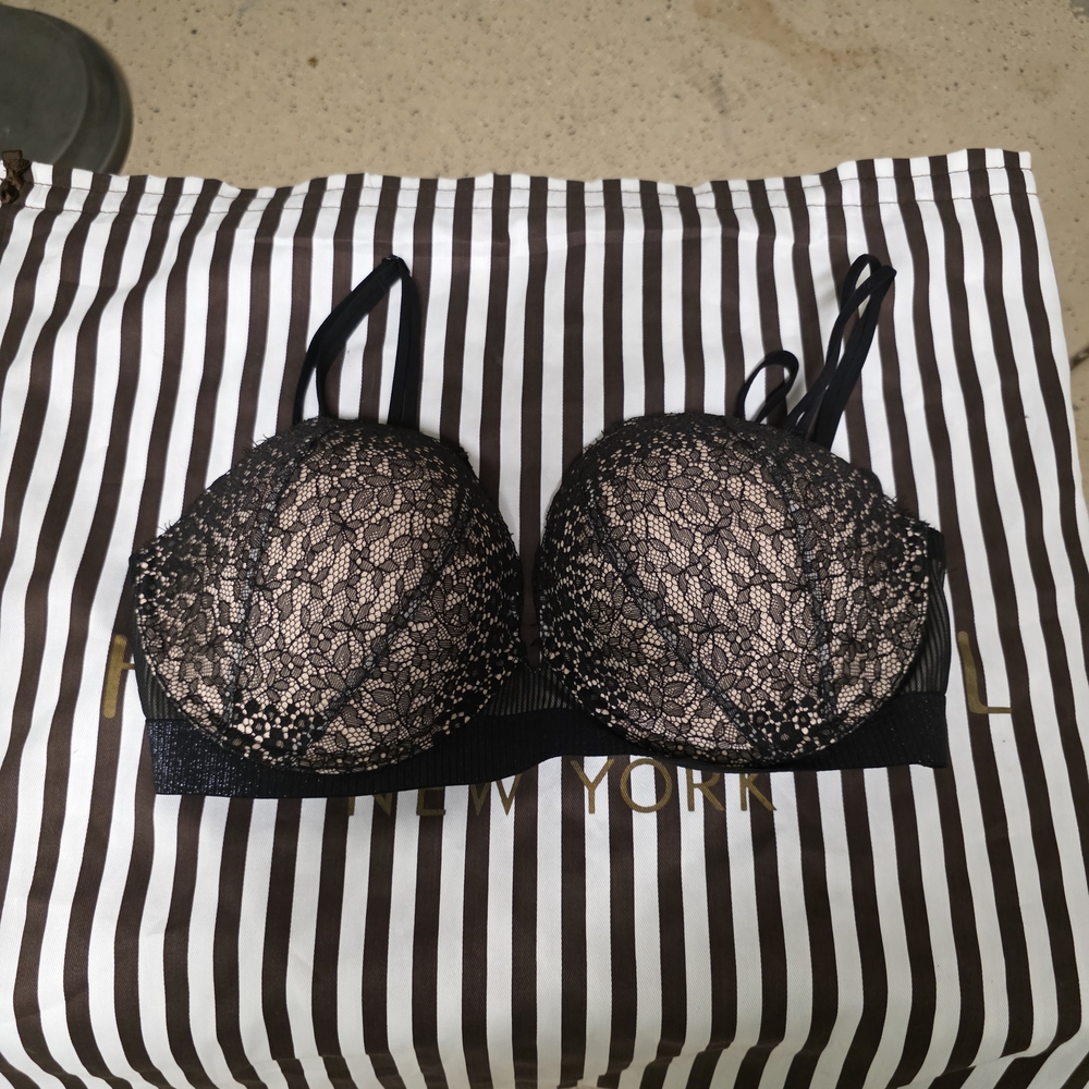 Victoria's Secret Black Lace Bra with Nude Lining